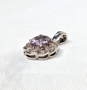 Orchid Amethyst, Pink Tourmaline & White Zircon Pendant in Sterling Silver